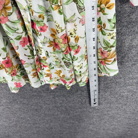 American Rag Cie Button Up Top Women S Small White Floral 3/4 Sleeve V-Neck - Picture 5 of 7